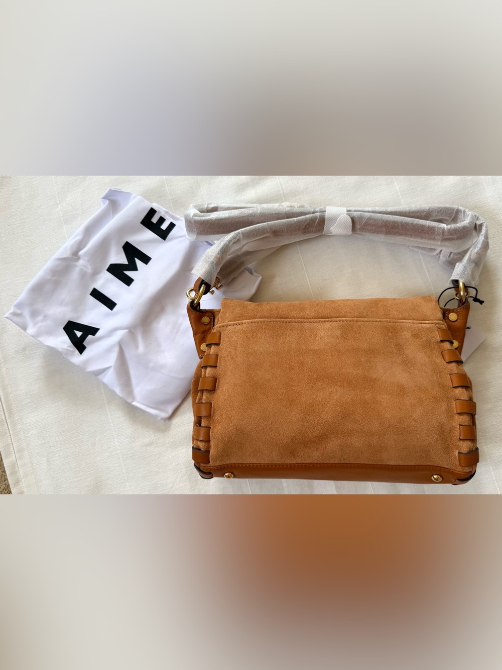 Aimee Kestenberg Leather Caramel Suede Convertible Crossbody Bag | Shoulder Bag - Picture 7 of 8